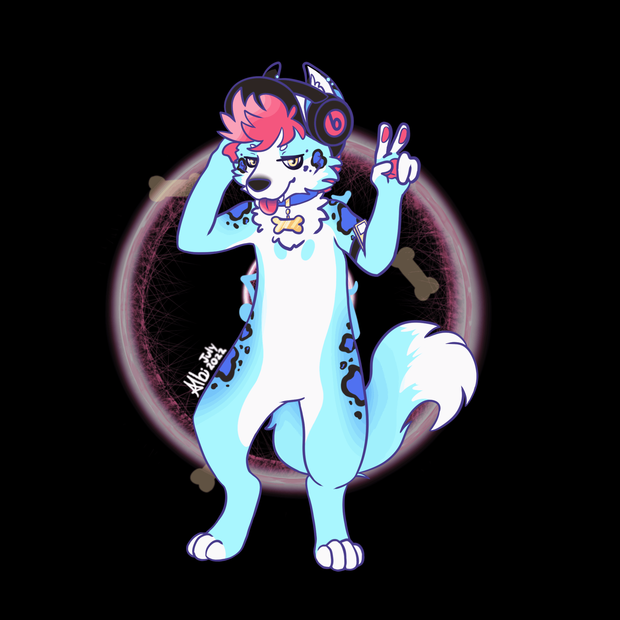 Animated gif of dog jamming to music.